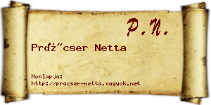 Prácser Netta névjegykártya