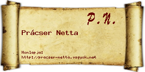 Prácser Netta névjegykártya